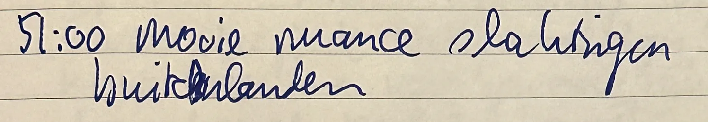 Handwritten note: Appreciation for the nuance regarding violence abroad